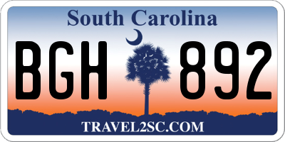 SC license plate BGH892