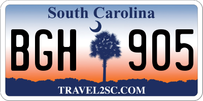 SC license plate BGH905
