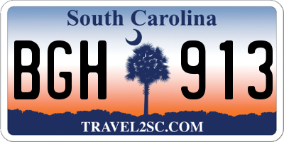 SC license plate BGH913