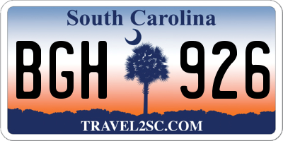 SC license plate BGH926