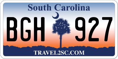 SC license plate BGH927