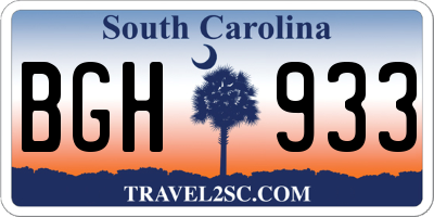 SC license plate BGH933
