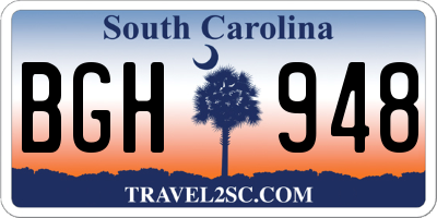 SC license plate BGH948