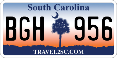 SC license plate BGH956