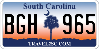 SC license plate BGH965
