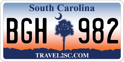 SC license plate BGH982