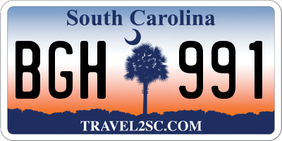 SC license plate BGH991