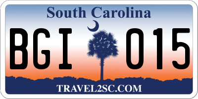 SC license plate BGI015
