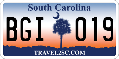 SC license plate BGI019