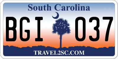 SC license plate BGI037