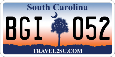 SC license plate BGI052
