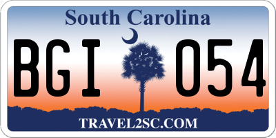 SC license plate BGI054