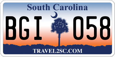 SC license plate BGI058