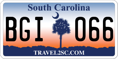 SC license plate BGI066