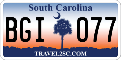 SC license plate BGI077