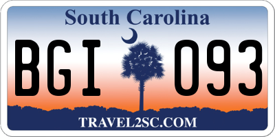 SC license plate BGI093