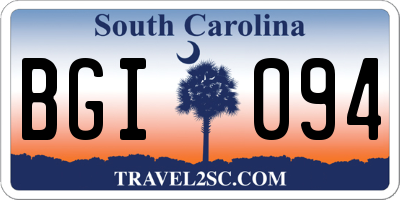 SC license plate BGI094