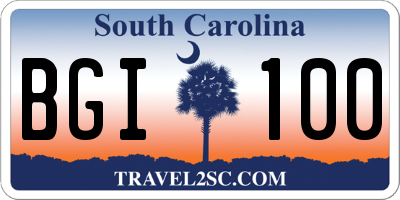 SC license plate BGI100