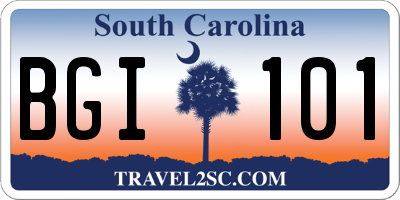SC license plate BGI101