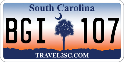SC license plate BGI107