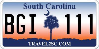 SC license plate BGI111