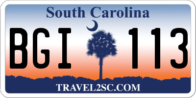 SC license plate BGI113