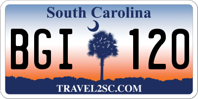 SC license plate BGI120