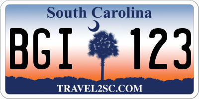SC license plate BGI123
