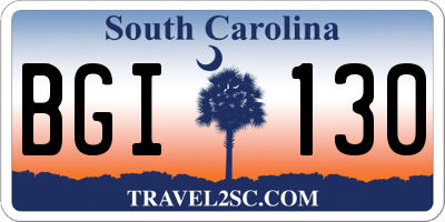 SC license plate BGI130