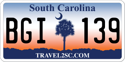 SC license plate BGI139