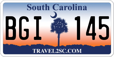 SC license plate BGI145