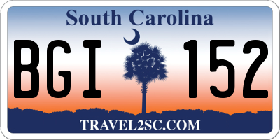SC license plate BGI152