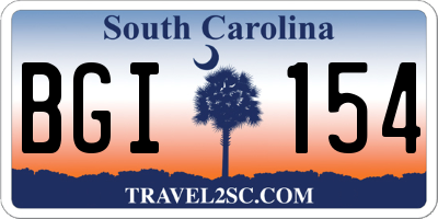 SC license plate BGI154