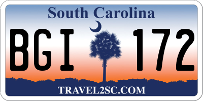 SC license plate BGI172