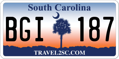 SC license plate BGI187