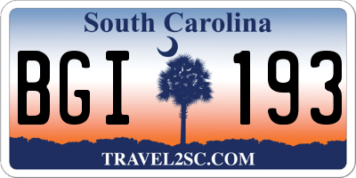 SC license plate BGI193