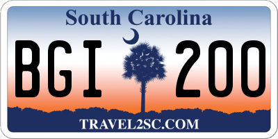 SC license plate BGI200