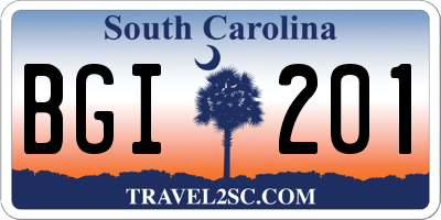 SC license plate BGI201