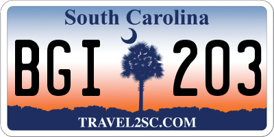 SC license plate BGI203