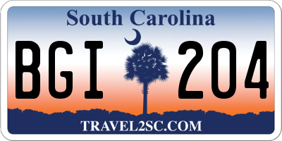 SC license plate BGI204