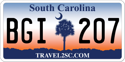 SC license plate BGI207