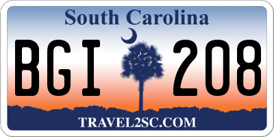 SC license plate BGI208