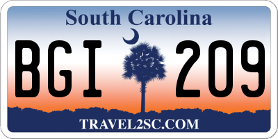 SC license plate BGI209