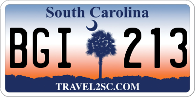 SC license plate BGI213