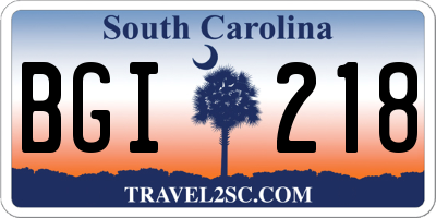 SC license plate BGI218