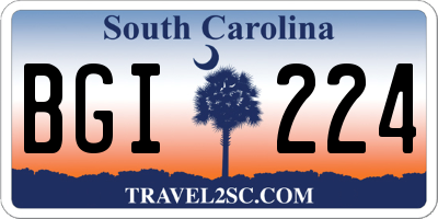 SC license plate BGI224