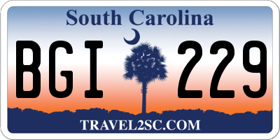 SC license plate BGI229