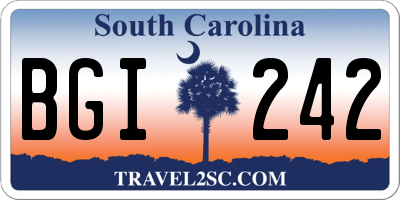 SC license plate BGI242
