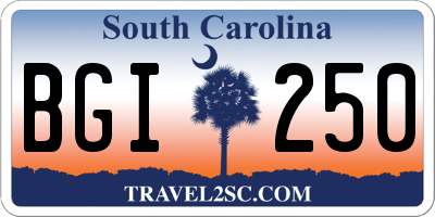 SC license plate BGI250