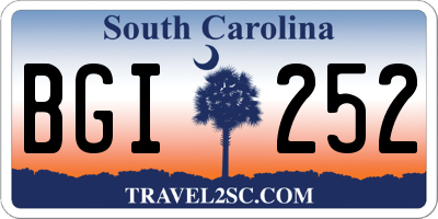 SC license plate BGI252